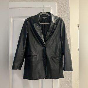 Faux leather blazer